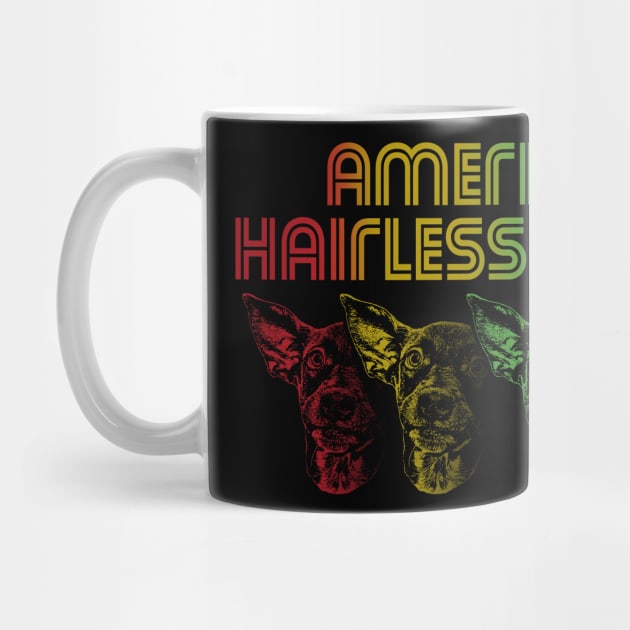 Cool Retro Groovy American Hairless Terrier Dog by Madfido